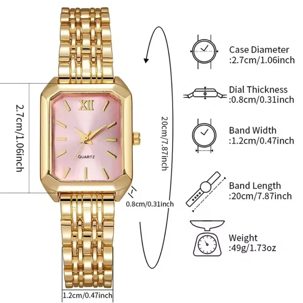 Lady square Gold and Pink Watch - Picture 8 of 9